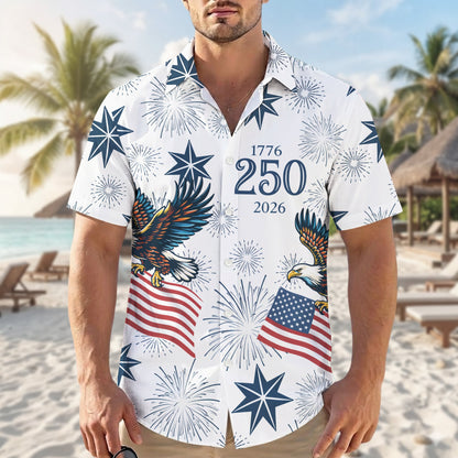 250 Years of Freedom 1776 - 2026 Eagle Patriotic Hawaiian Shirt
