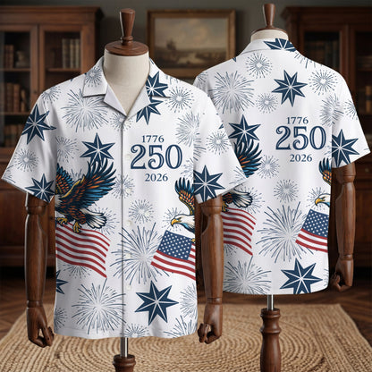 250 Years of Freedom 1776 - 2026 Eagle Patriotic Hawaiian Shirt