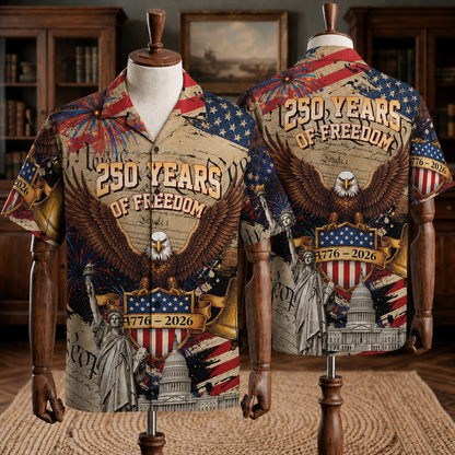250 Years of Freedom 1776 - 2026 Eagle Patriotic Hawaiian Shirt