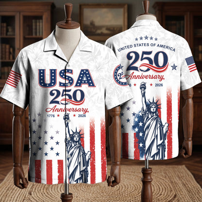 250 Years of Freedom 1776 - 2026 Eagle Patriotic Hawaiian Shirt