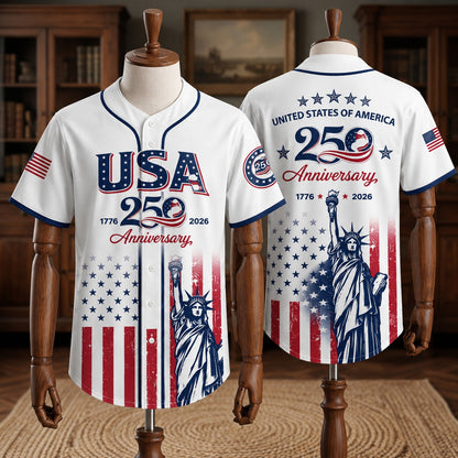 Patriotic Statue of Liberty 1776–2026 - USA 250th Anniversary Baseball Jersey Unisex Shirt