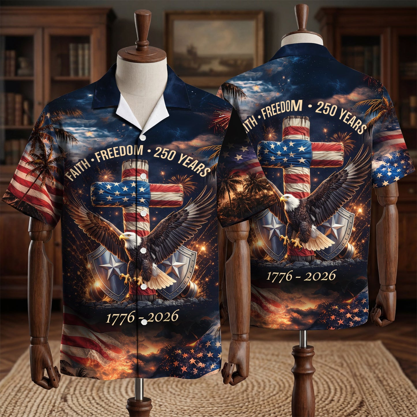 250 Years of Freedom 1776 - 2026 Eagle Patriotic Hawaiian Shirt